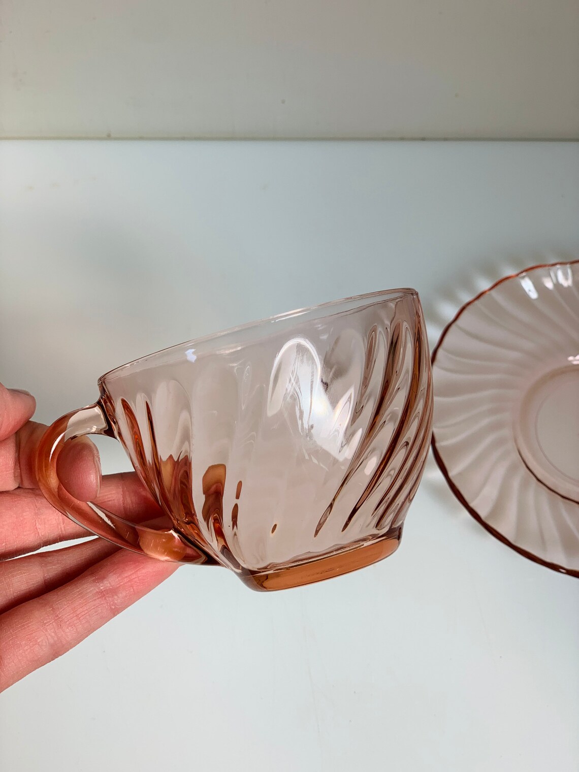 Luminarc Swirl Tea Cup Set of 4 in Rosaline Etsy