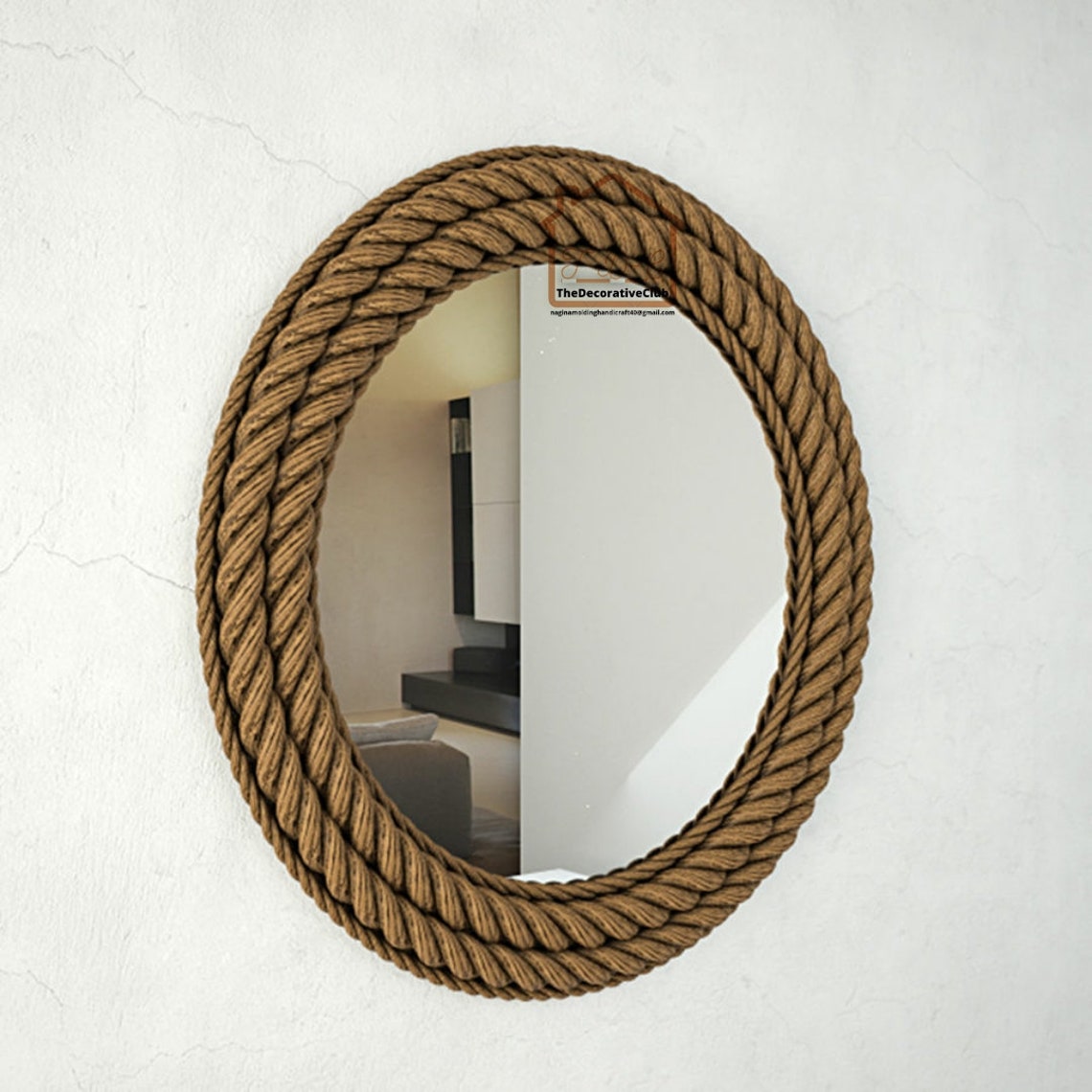 Nautical Coastal Round Rope Mirror Home Decor Large Wall Etsy