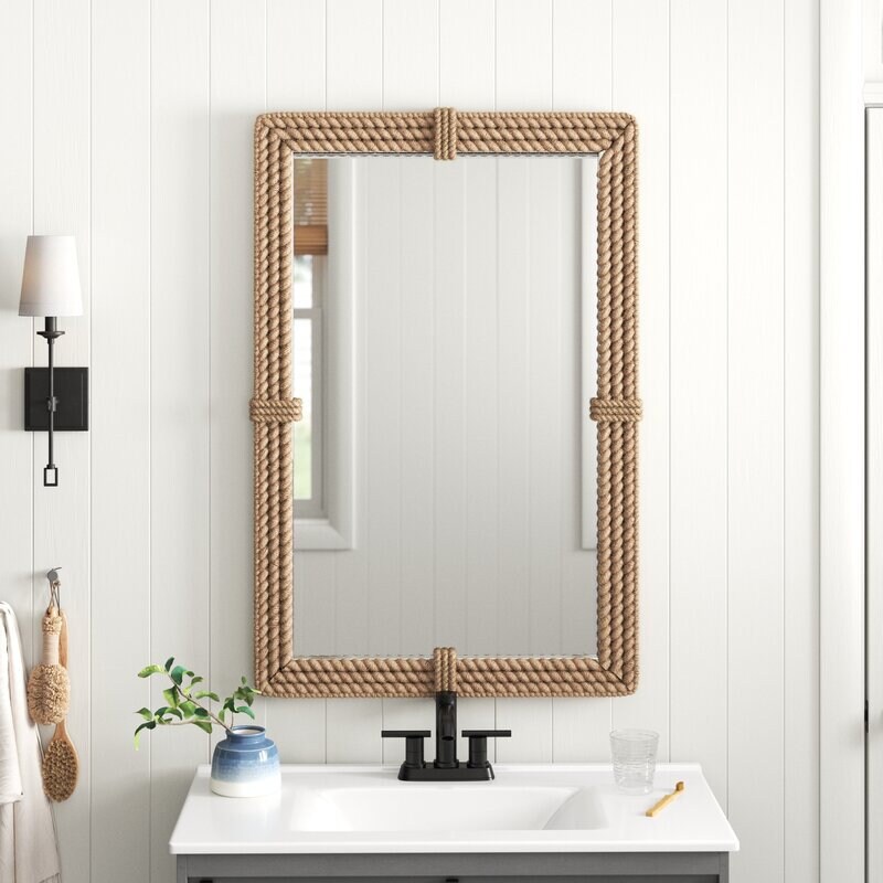 Nautical Coastal Vertical Rectangle Rope Mirror Home Decor Etsy