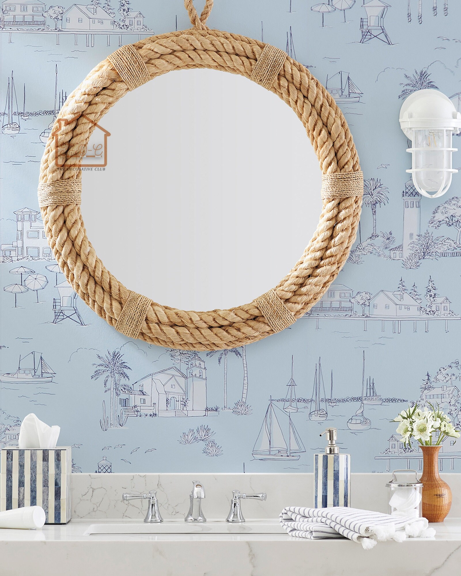 Nautical Coastal Round Mirror Home Decor Large Wall Mirror Etsy UK