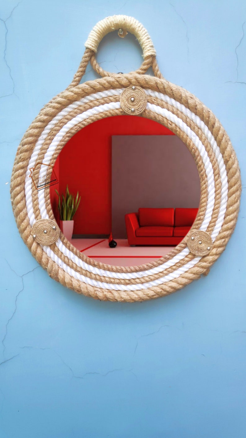 Nautical Coastal Round Mirror Home Decor Large Wall Mirror Etsy
