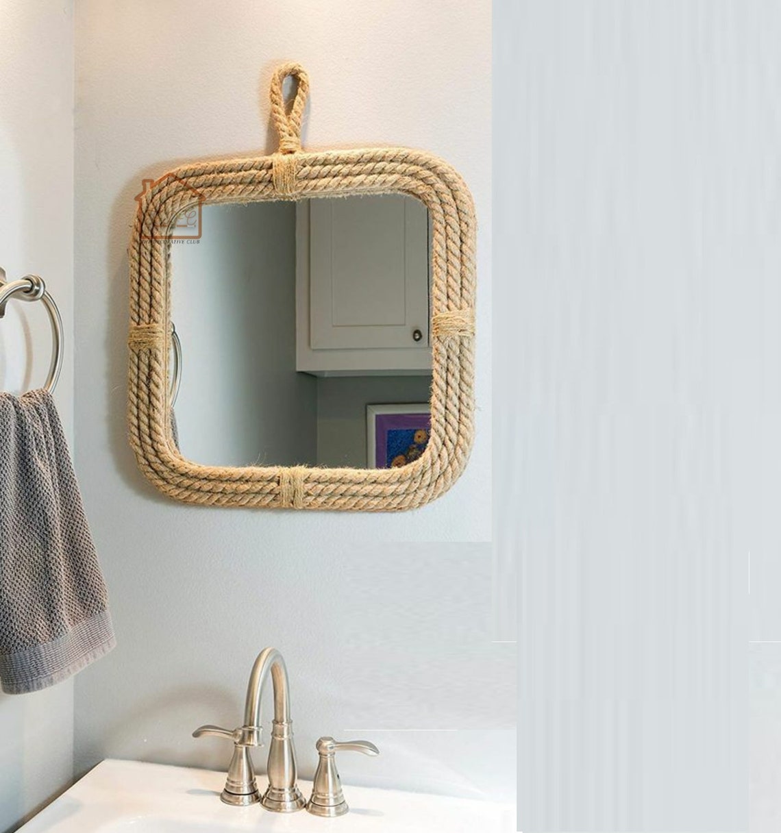 Nautical Coastal Square Rope Mirror Home Decor Large Wall Etsy Australia