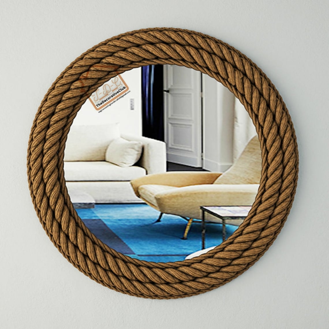 Nautical Coastal Round Rope Mirror Home Decor Large Wall Etsy