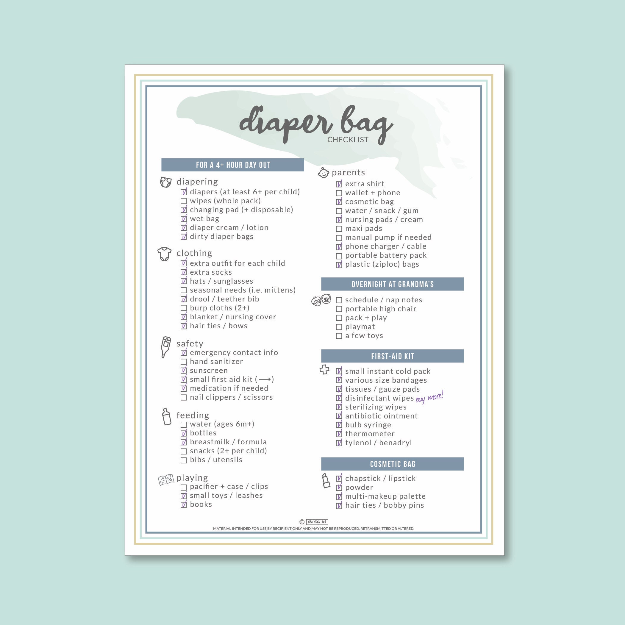 Baby Diaper Bag Checklist: Essentials to pack in your diaper bag!