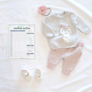 Routine voor pasgeboren baby's - aquarel | Schema voor 0 tot 3 maanden