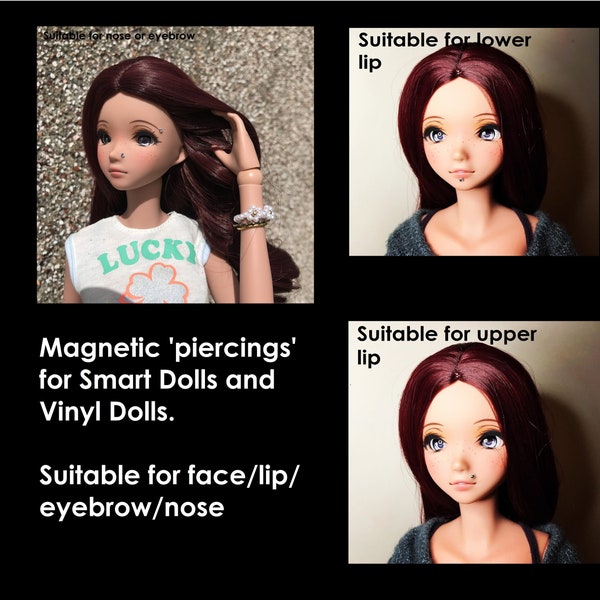 Smart Doll vinyl doll magnetic face and body "piercings" - over 20 colours - nose / eyebrow / lip - jewellery jewelry