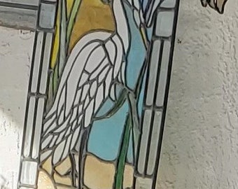 Egret Panel Stain Glass