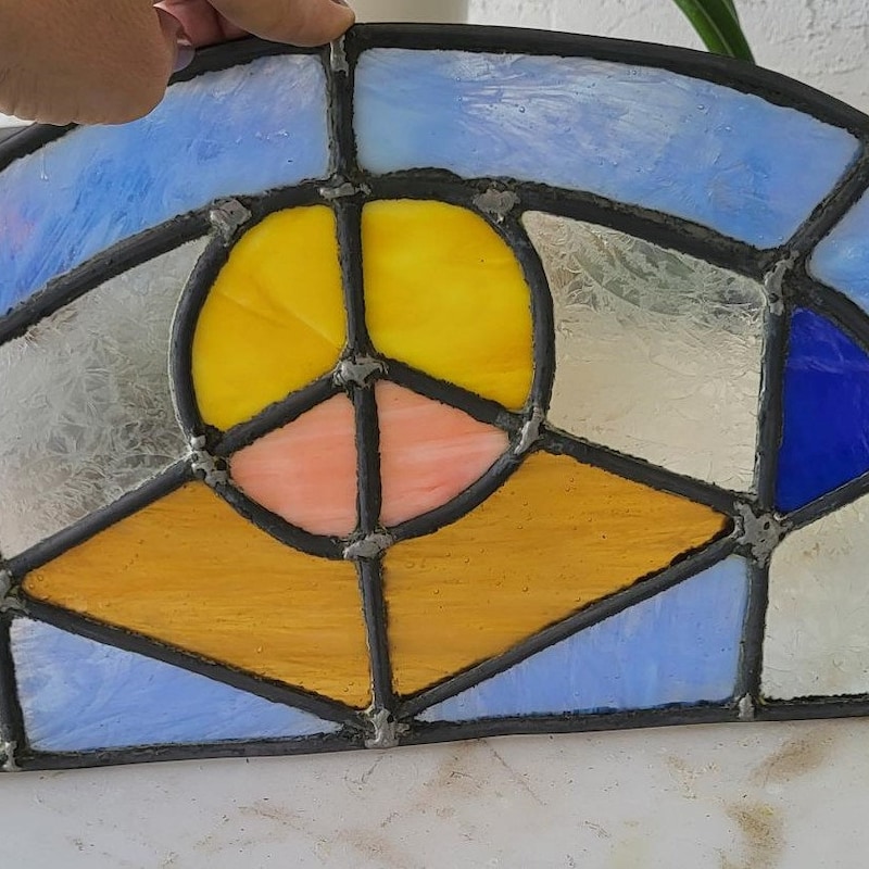 Image showcasing Arched Stained Glass Transom - Etsy