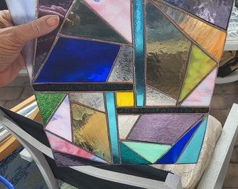 11.4x 13.5 stained glass panel Multi colors