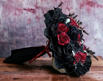 Gothic Seifenrosen Bouquet „Garden of Darkness“ zum Valentinstag, Geburtstag und anderen Anlässen