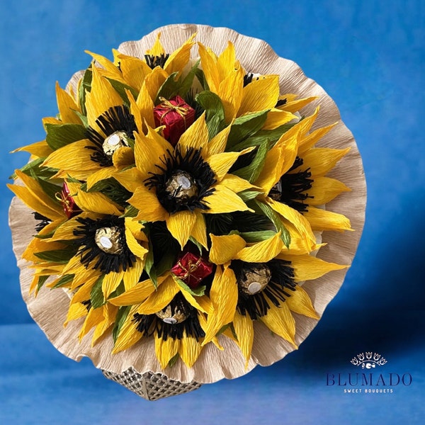 Geschenk zum Geburtstag / Weihnachten   Pralinen Bouquet "Van Gogh" süßer Blumenstrauß