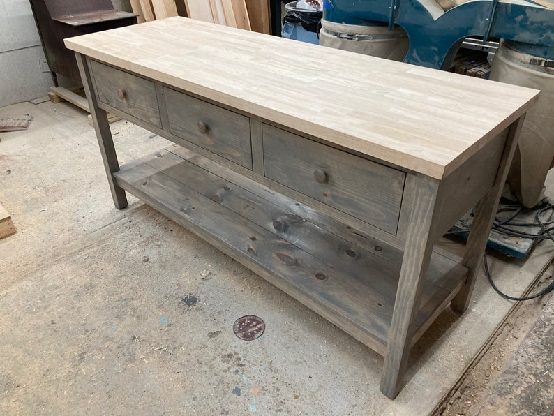 Big Kitchen Work Table/island With Butcher Block or Pine Top. Etsy