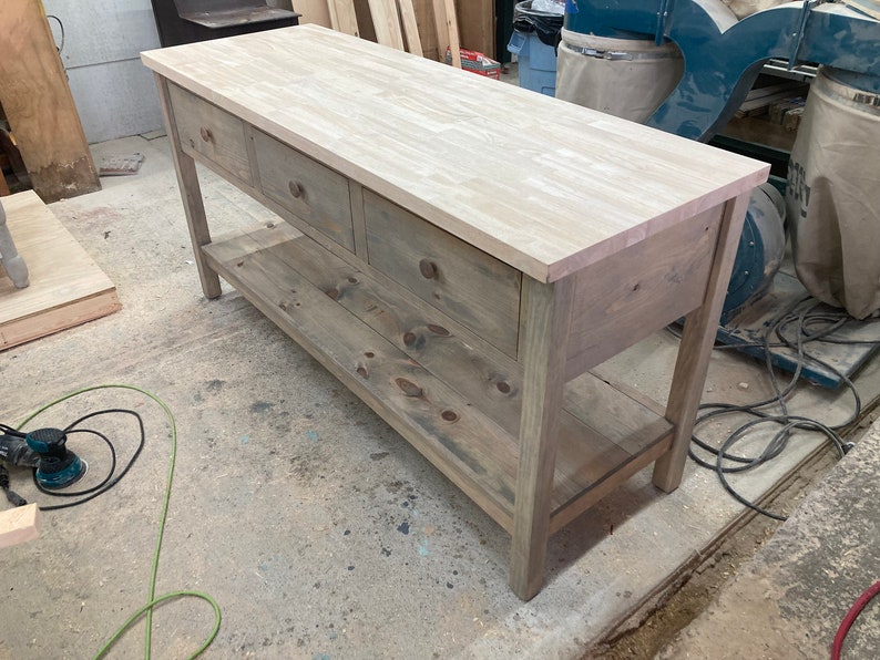Big Kitchen Work Table/island With Butcher Block or Pine Top. Etsy