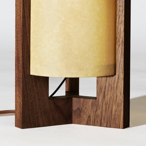 Walnut Mid Century Wood Lamp with Japanese lamp shade Danish Modern Lamp, Table Lamp, Walnut lamp image 7