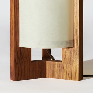 Teak Mid Century Wood Lamp with Japanese lamp shade Danish Modern Lamp, Table Lamp, Teak Lamp image 4