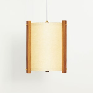 Teak and Brass Mid Century Wood Pendant Lamp with Japanese lamp shade Medium Danish Modern Lamp, Pendant Lamp, Teak Lamp image 6