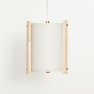 Maple and Brass Mid Century Wood Pendant Lamp with Japanese lamp shade Medium Danish Modern Lamp, Pendant Lamp, Teak Lamp image 5