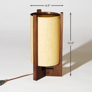 Walnut Mid Century Wood Lamp with Japanese lamp shade Danish Modern Lamp, Table Lamp, Walnut lamp image 6