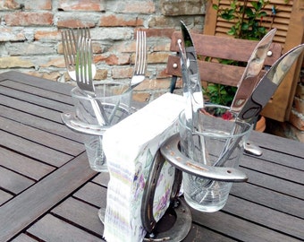 Cutlery holder horseshoe decoration