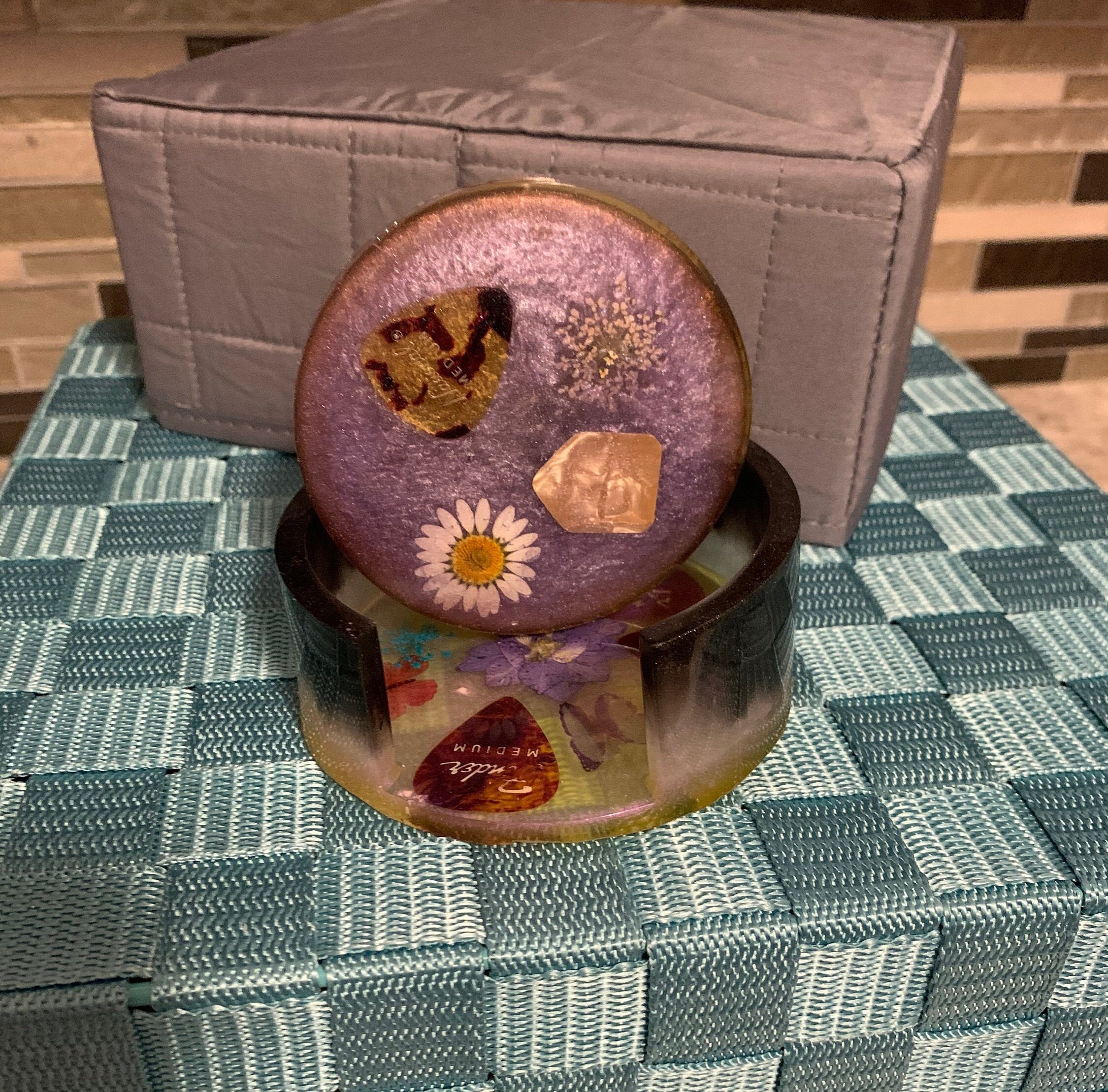 Custom Resin Coaster and Holder set includes 4 coasters Etsy