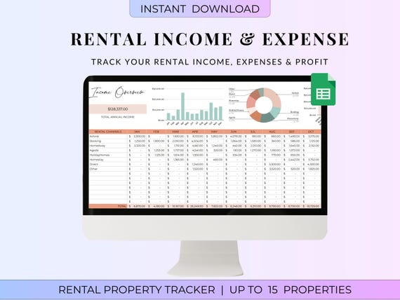 AIRBNB SPREADSHEET- Air Bnb Income and Expense Tracker, Google Sheets Bookkeeping Template, Rental Property Tracker