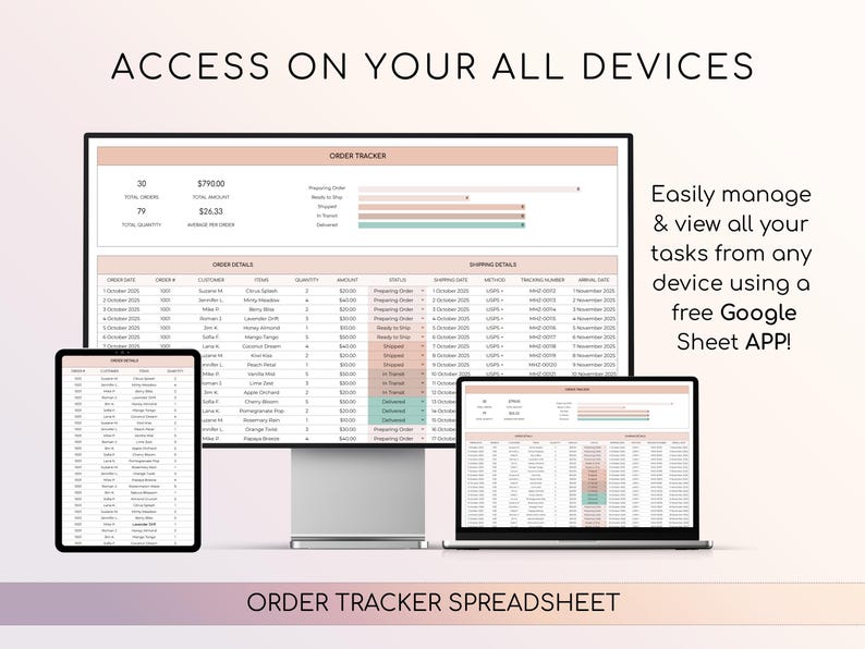 ORDER TRACKER SPREADSHEET for Google Sheets - Small Business Order ...