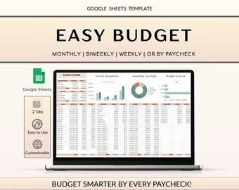 PAYCHECK BUDGET PLANNER - Monthly Budget Google Sheets (Digital Download)