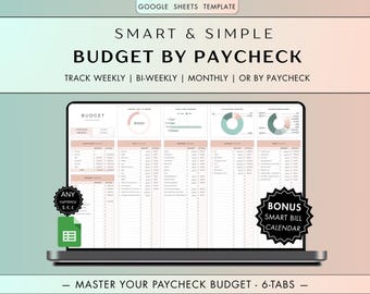 PAYCHECK BUDGET SPREADSHEET: Budget By Paycheck, Google Sheets Budget, Weekly Budget, Biweekly Budget, Monthly Budget