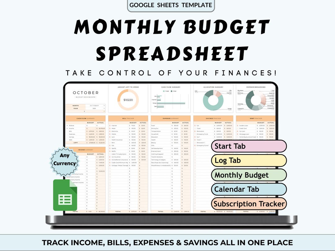 MONTHLY BUDGET SPREADSHEET - Google Sheets Budget Template Monthly ...