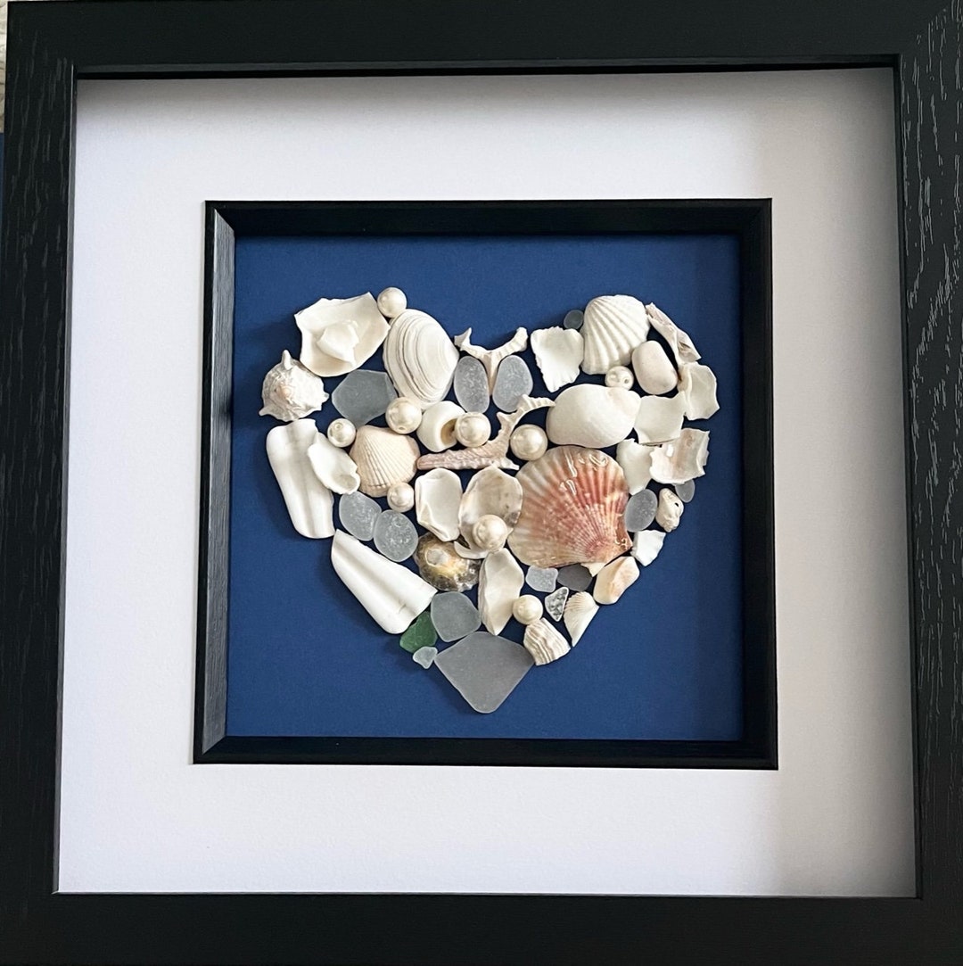 Shell Heart Frame Craft Sea Shell Heart, Handmade Seashell Heart, Gift, Anniversary, Birthday ...
