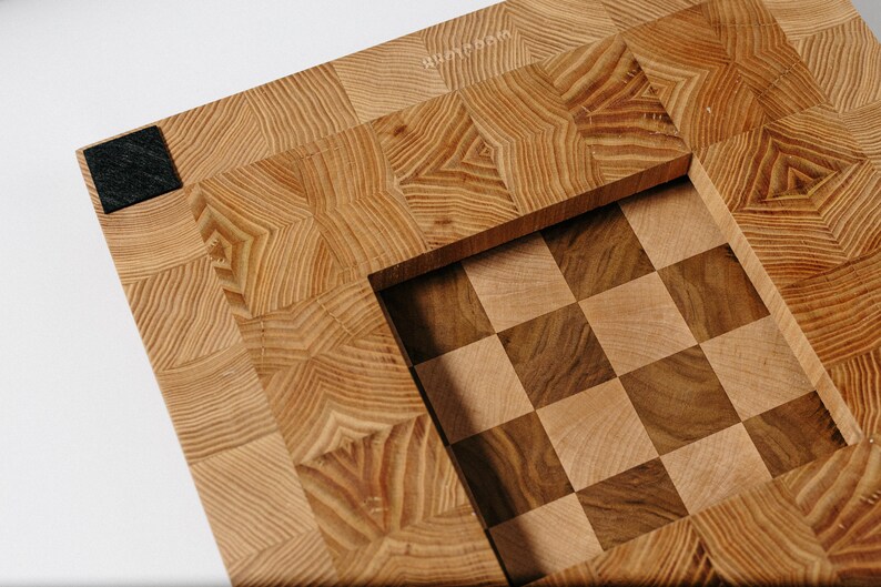 Handmade Natural Wood Endgrain Chess Board Gift for Dad Etsy