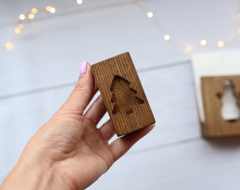 Set of  2 Christmas wooden candle holders