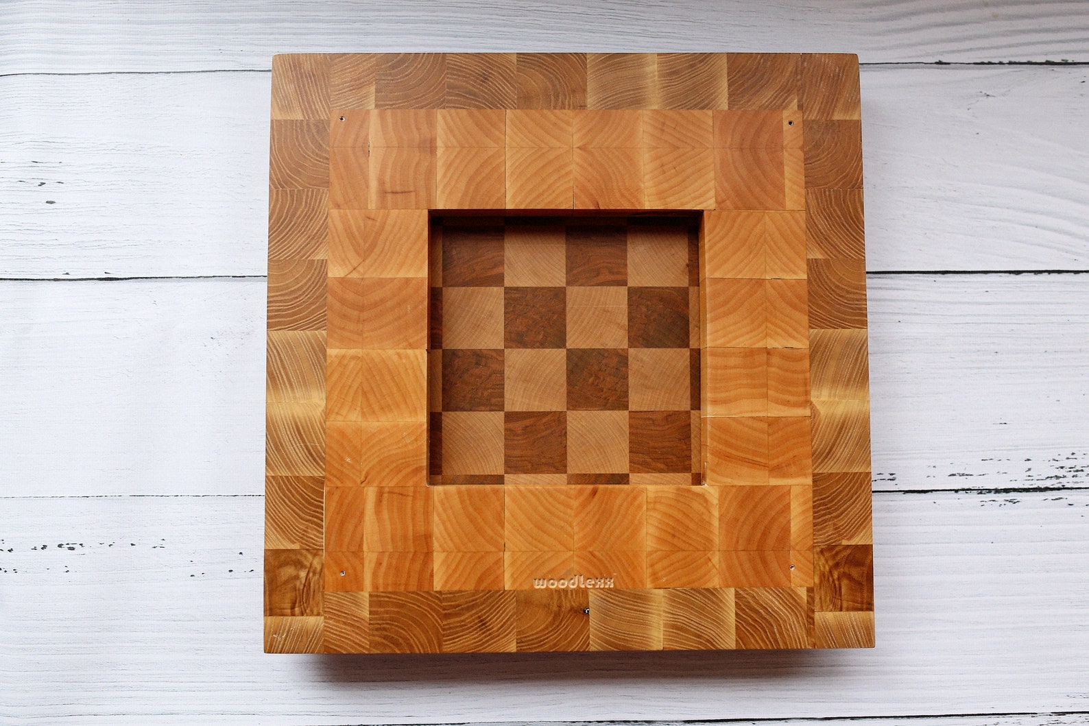 Handmade Natural Wood Endgrain Chess Board, Gift for Dad, Gift for Him