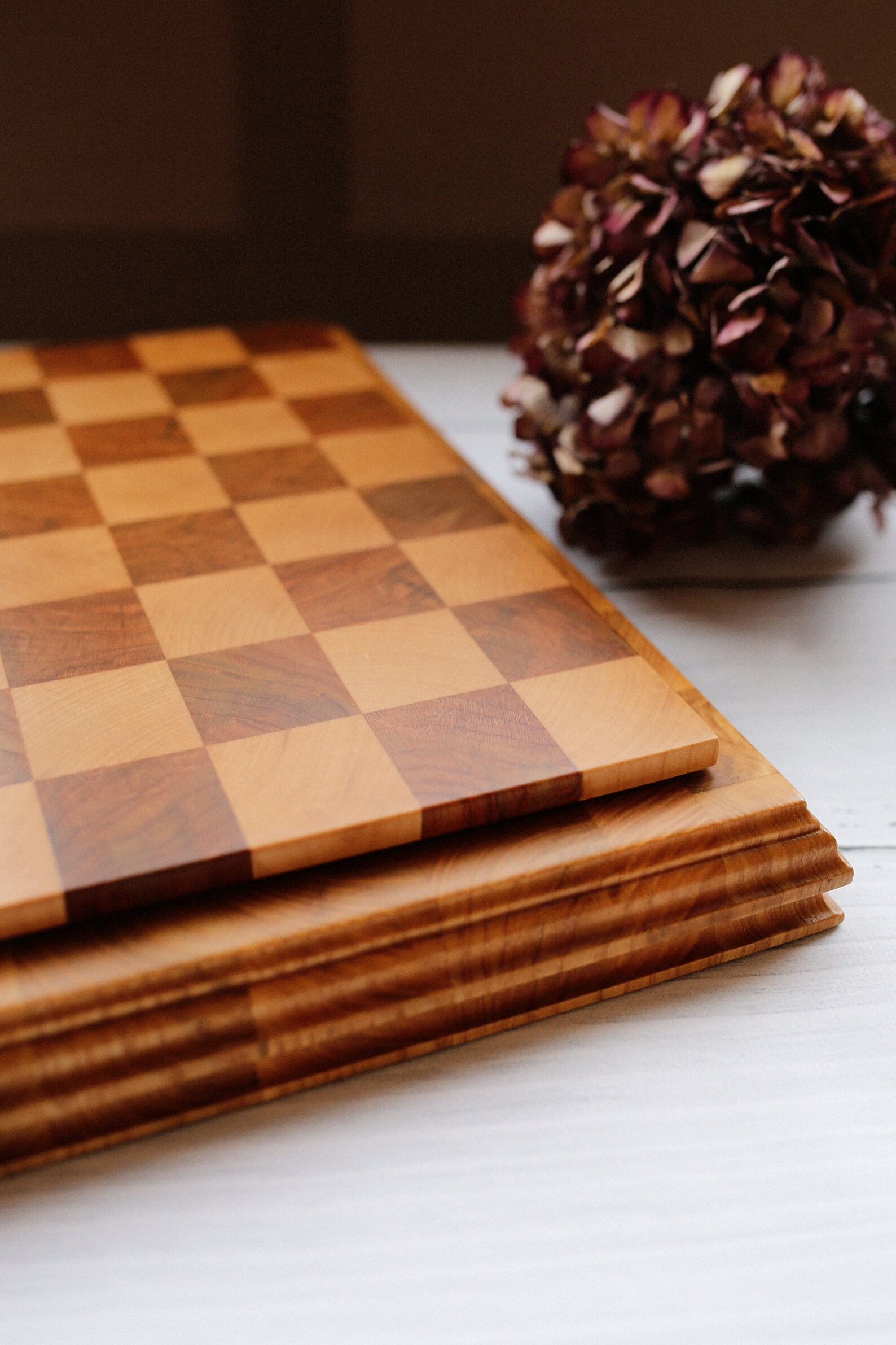 Handmade Natural Wood Endgrain Chess Board, Gift for Dad, Gift for Him