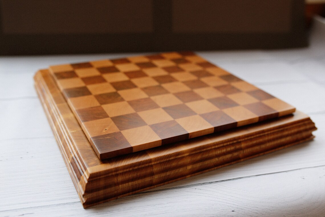 Handmade Natural Wood Endgrain Chess Board, Gift for Dad, Gift for Him