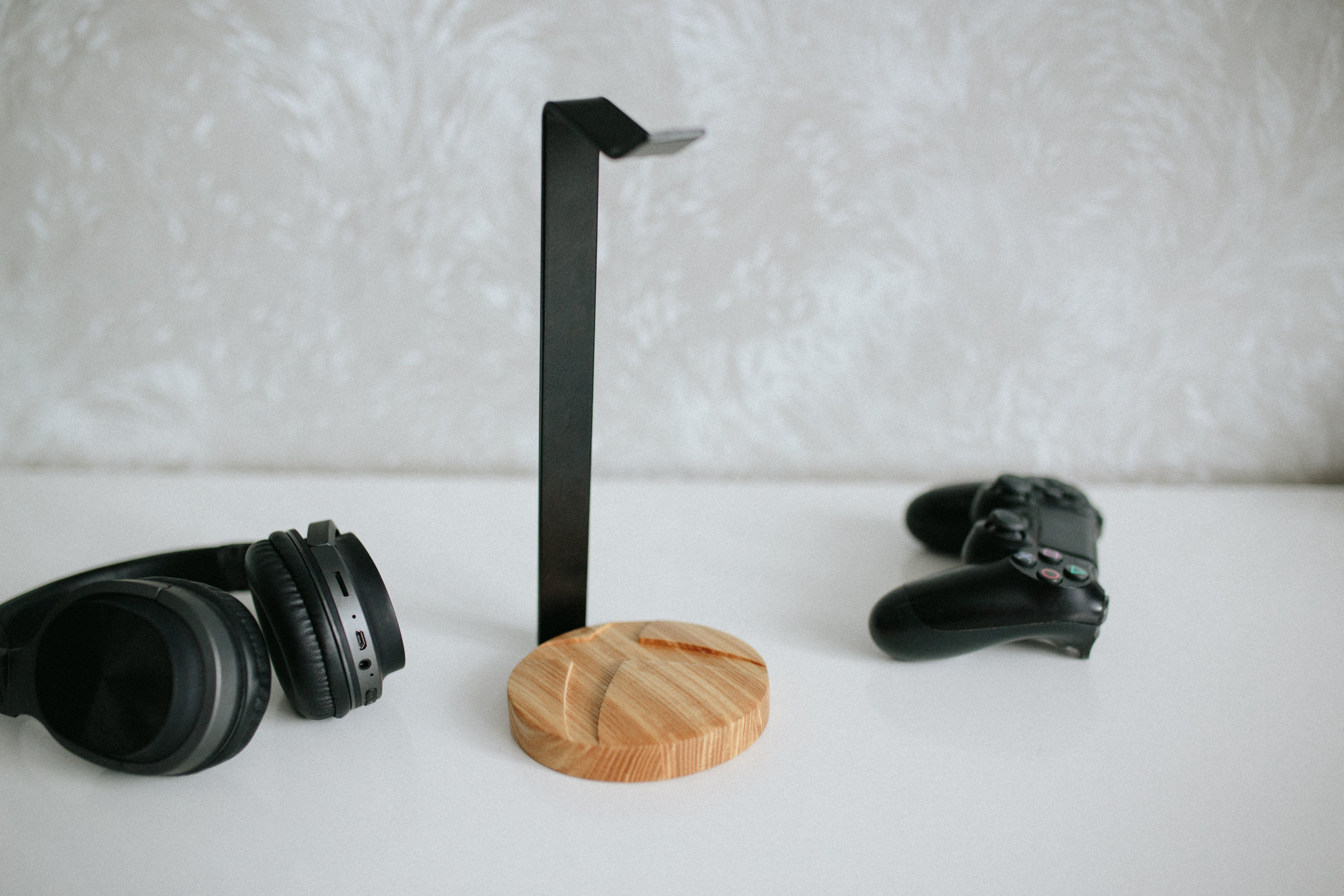 Rustic Wood Headphone Stand, Audiophile Wooden Headphone Stand