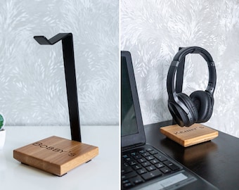 Personalized headphone stand, Headphone holder, Headset stand, gift for him, gift for son, personalized gift for him, Headphone hanger