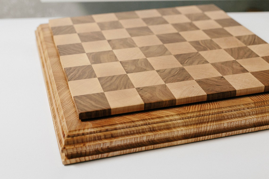 Handmade Natural Wood Endgrain Chess Board Gift for Dad Etsy