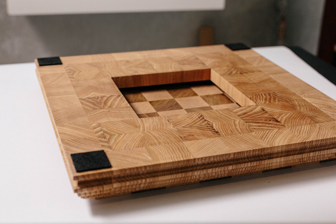 Handmade Natural Wood Endgrain Chess Board Gift for Dad Etsy