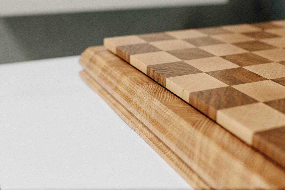 Handmade Natural Wood Endgrain Chess Board Gift for Dad Etsy