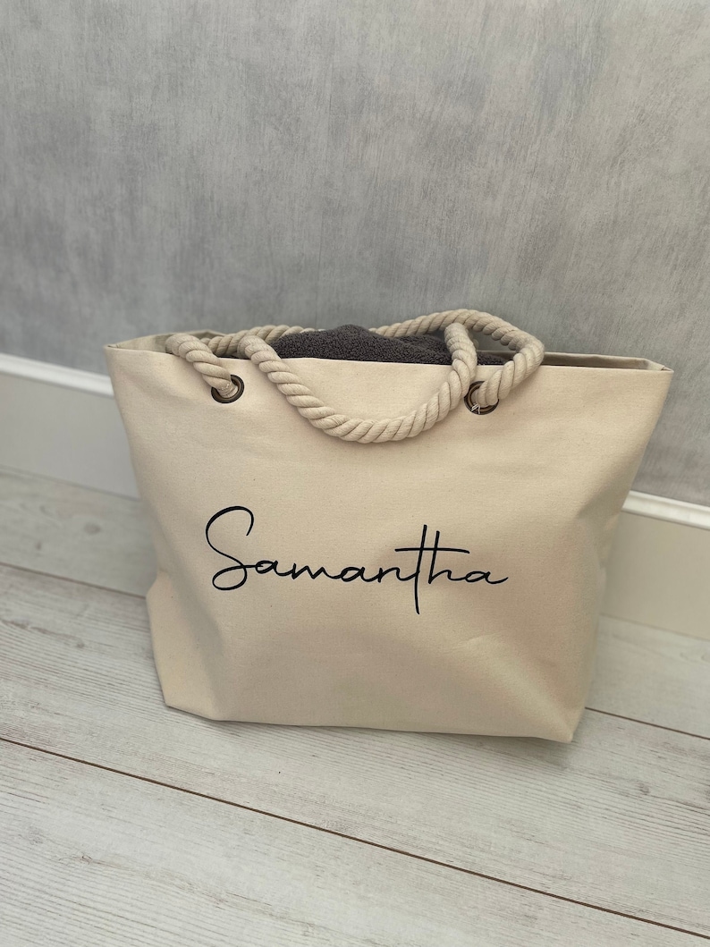 Personalised Large Canvas Tote Bag - Holiday Essential Tote Bag - Shopping Bag - Travel Bag - Beach Bag -100% High Quality Cotton 