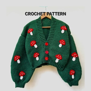 Crochet Mushroom Cardigan Patten, Mushroom Crochet Sweater Pattern, Mushroom Pattern,