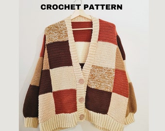 Patchwork Cardigan Crochet Pattern, Patchwork Sweater Crochet Pattern, Patchwork Clothing
