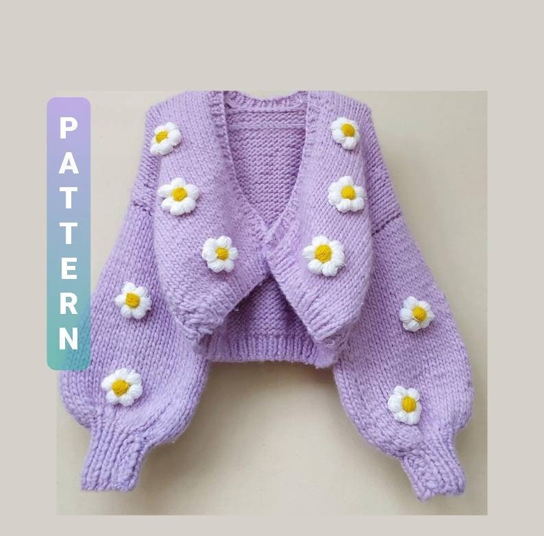 Chunky Daisy Cardigan Knitting Pattern Chunky Daisy Cardigan | Etsy