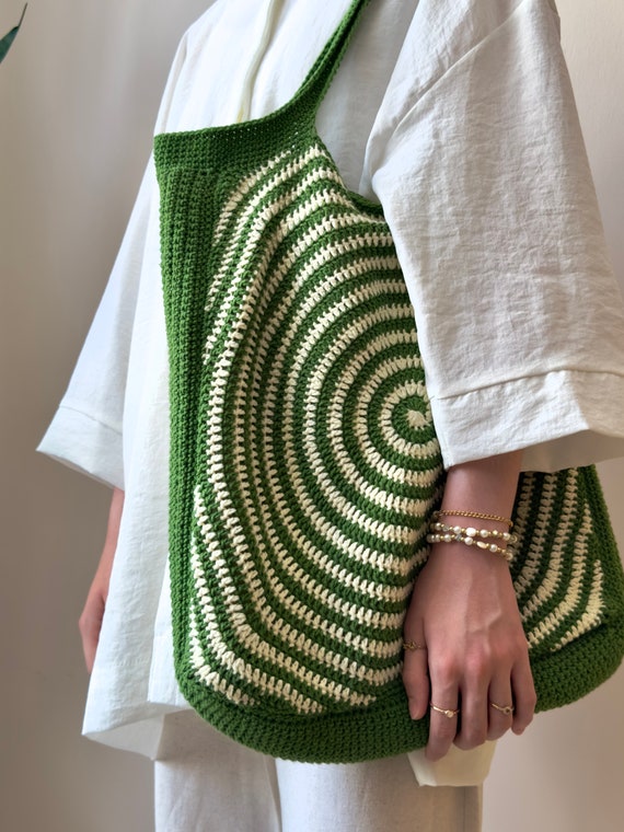 Handmade DIY Spiral Crochet Tote Bag Beginner-Friendly Pattern,Crochet Bag Patterns,Crochet Tote Bag Patterns, Crochet Pattern, Shopping Bag
