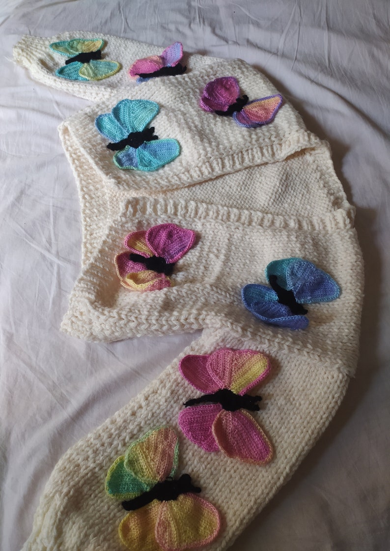 Butterfly chunky cardigan Kawaii clothing Butterfly sweater Butterfly colorful cardigan Butterfly sweater pattern Butterfly clothes