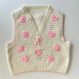 Crochet Heart Vest Pattern, Crochet Vest Pattern for Women, Coquette Aesthetic Clothing Crochet Pattern, Crochet Heart Pattern