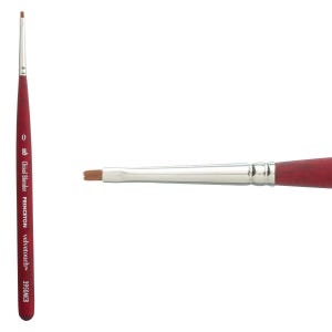 May include: A size 0 Princeton Velvetouch Chisel Blender paint brush with a red wooden handle and silver ferrule.