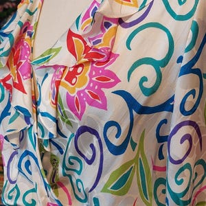 VTG ruffled Adrianna Papell Silk party dress tea floral wrap Avant Garde image 6