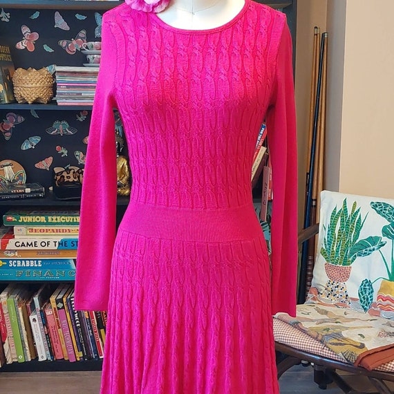 Hot Pink Eliza J Cable Knit Sweater 